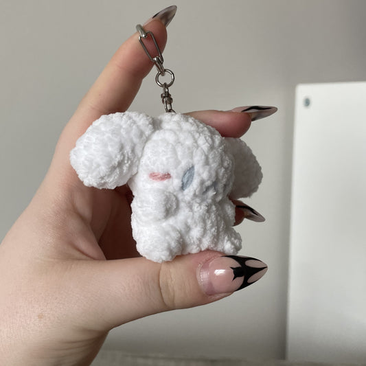 White Puppy Mini Keychain
